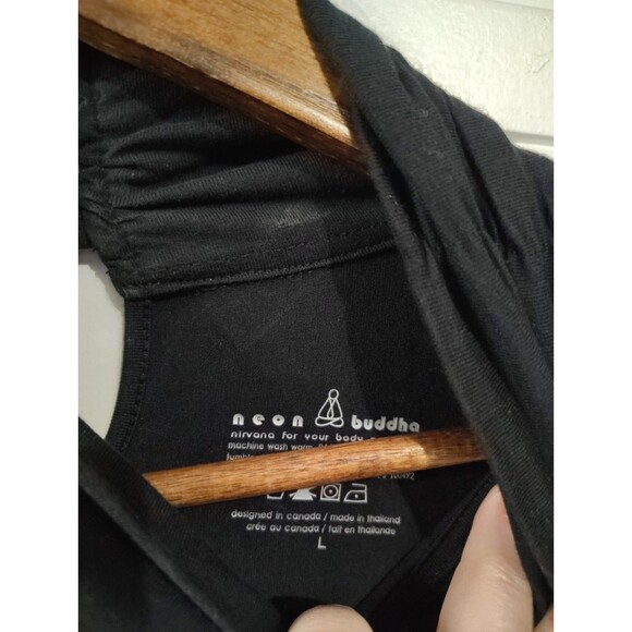 Neon Buddha Tunic Top Women Cowl Neck Asymmetrical Hem Black Large - Picture 2 of 8